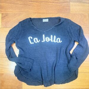 Wooden Ships Navy V-Neck Sweater